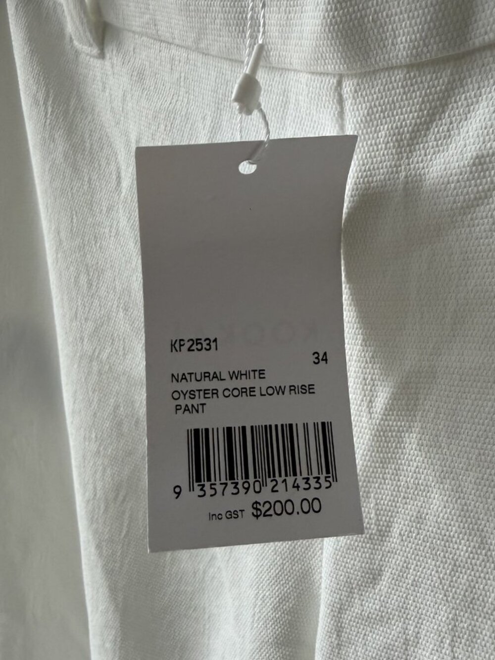 KOOKAÏ Oyster Core Low Rise Wide Leg Pant Natural White AU 6 US 2 - Picture 2 of 4